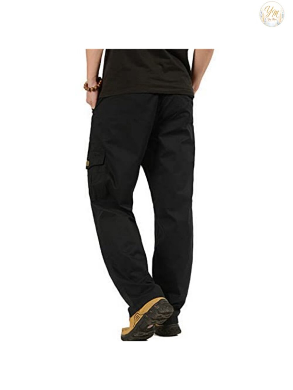 Men's Full Elastic Waist Cargo Pants Relaxed Fit Pull On Work Pant